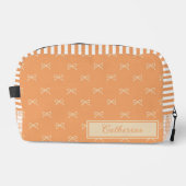 Orange Stripe Bow Pattern Coquette Cosmetic ドップキット (正面)