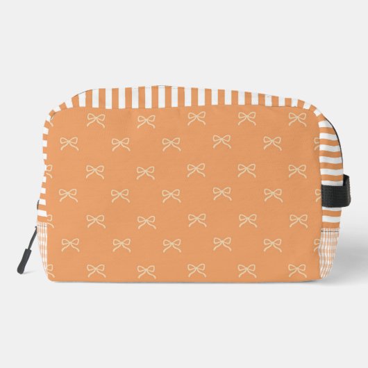 Orange Stripe Bow Pattern Coquette Cosmetic ドップキット (裏面)