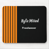 Orange stripe lines black マウスパッド (正面)