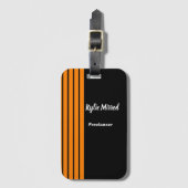Orange stripe lines black ラゲッジタグ (正面縦)