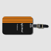 Orange stripe lines black ラゲッジタグ (正面横)