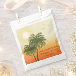 Orange Summer Sunset Palm Trees Birthday Thank You フェイバーバッグ