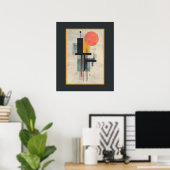 Orange Sun Modern Mid Century Art Poster  ポスター (ホームオフィス)