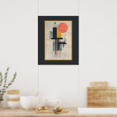 Orange Sun Modern Mid Century Art Poster  ポスター (キッチン)