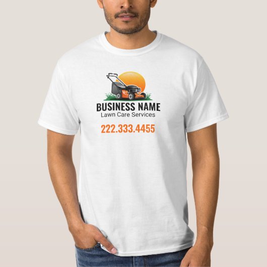 Orange Sun Mowing Lawn Care Service Tシャツ (正面)