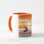 Orange Sunset Beach Mug - Vibrant Coastal Design マグカップ (正面左)