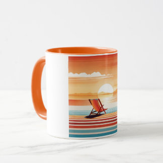 Orange Sunset Beach Mug - Vibrant Coastal Design マグカップ