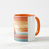 Orange Sunset Beach Mug - Vibrant Coastal Design マグカップ (正面右)