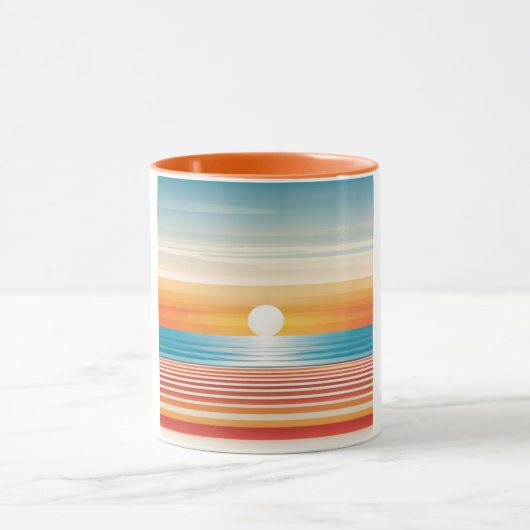 Orange Sunset Beach Mug - Vibrant Coastal Design マグカップ (中央)