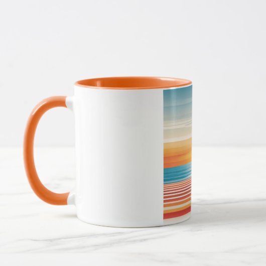 Orange Sunset Beach Mug - Vibrant Coastal Design マグカップ (左)