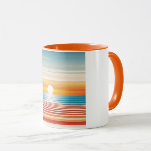 Orange Sunset Beach Mug - Vibrant Coastal Design マグカップ (正面右)