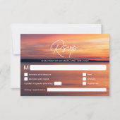 Orange Sunset Destination Wedding Or Beach Wedding 出欠カード (正面)