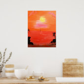 Orange Sunset Sky Painting Poster ポスター (キッチン)