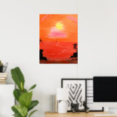 Orange Sunset Sky Painting Poster ポスター (ホームオフィス)