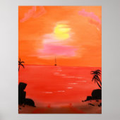 Orange Sunset Sky Painting Poster ポスター (正面)