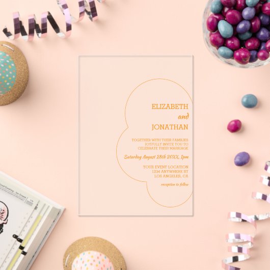 Orange Sunset Wedding アクリル招待状 (インサイチュ (お祝い))