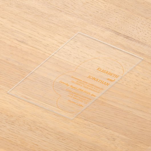 Orange Sunset Wedding アクリル招待状 (レイダウン)