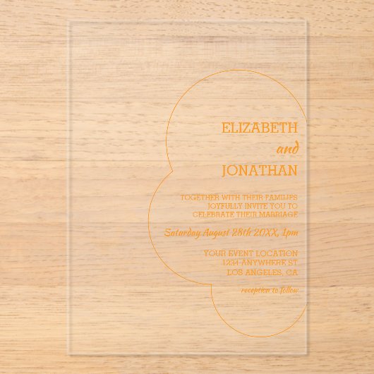 Orange Sunset Wedding アクリル招待状 (正面)