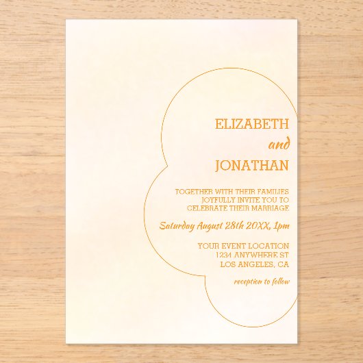 Orange Sunset Wedding アクリル招待状 (正面)