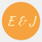 Orange Sunset Wedding ラウンドシール (正面)