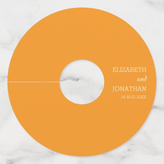 Orange Sunset Wedding ワイングラスタグ (正面)