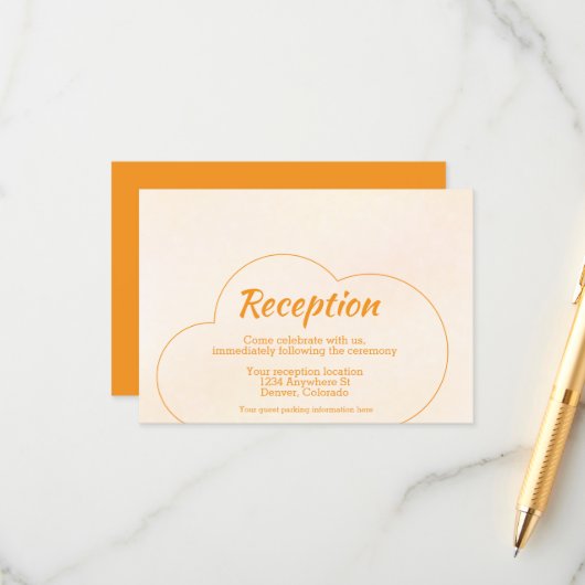 Orange Sunset Wedding Reception エンクロージャーカード (正面/裏面インサイチュ)