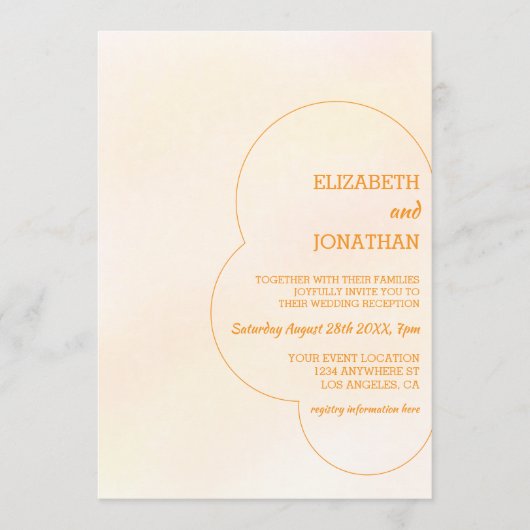 Orange Sunset Wedding Reception 招待状 (正面)