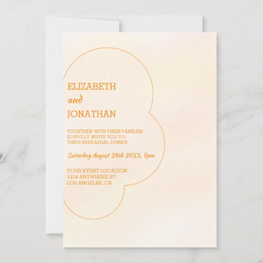 Orange Sunset Wedding Rehearsal Dinner 招待状 (正面)