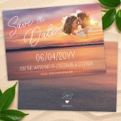 Orange Sunset With Custom Couple's Photo Wedding セーブザデート