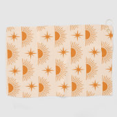Orange Sunshine with Mid Century Starbursts  ゴルフタオル (横)