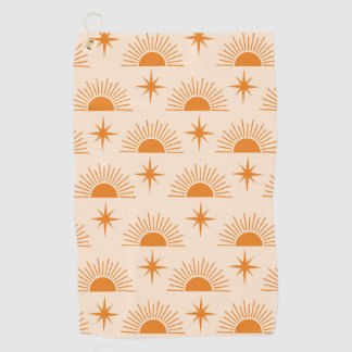 Orange Sunshine with Mid Century Starbursts  ゴルフタオル