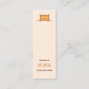 Orange Tabby Catブックマーク上の覗き込み引用文 スキニー名刺
