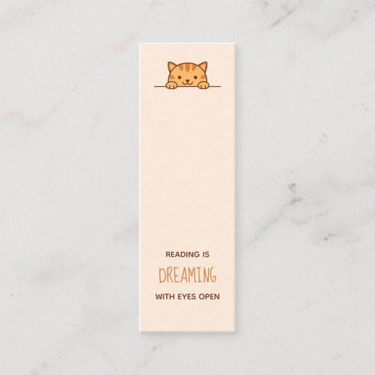 Orange Tabby Catブックマーク上の覗き込み引用文 スキニー名刺 (正面)