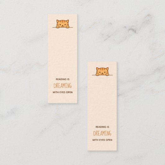 Orange Tabby Catブックマーク上の覗き込み引用文 スキニー名刺 (正面/裏面)