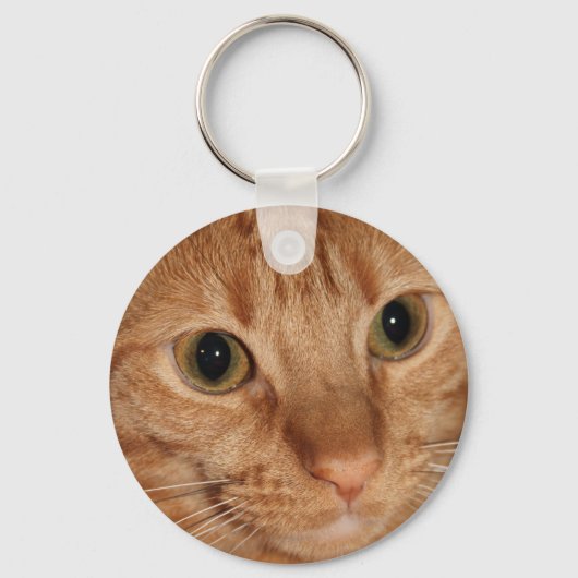 Orange Tabby Catプロフィール顔クローズアップ キーホルダー (正面)