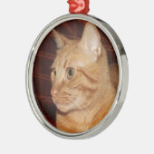 Orange Tabby Cat顔プロフィール メタルオーナメント (左)