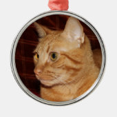 Orange Tabby Cat顔プロフィール メタルオーナメント (正面)