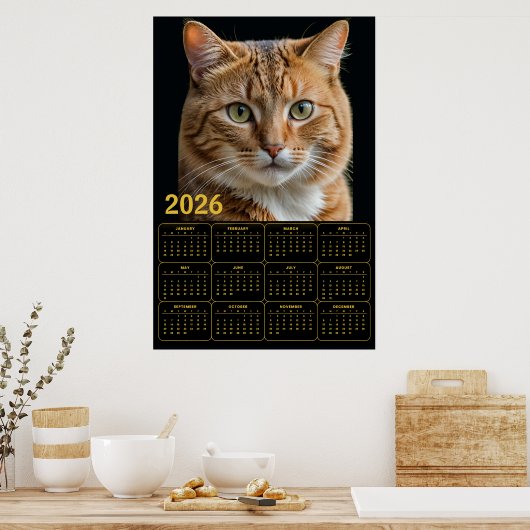 Orange Tabby Cat 2026 Calendar ポスター (キッチン)