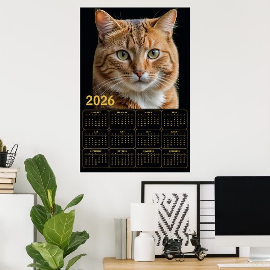 Orange Tabby Cat 2026 Calendar ポスター (ホームオフィス)