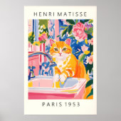 Orange Tabby Cat Art Print Matisse Style Bathroom ポスター (正面)