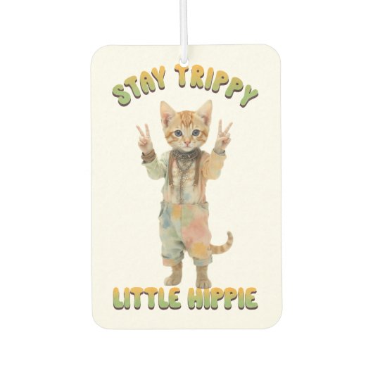 Orange Tabby Cat Boho Stay Trippy Little Hippie カーエアーフレッシュナー (正面)