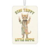 Orange Tabby Cat Boho Stay Trippy Little Hippie カーエアーフレッシュナー (裏面)
