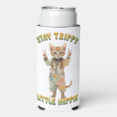 Orange Tabby Cat Boho Stay Trippy Little Hippie  スリム缶クーラー (Seltzer裏面)