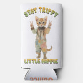 Orange Tabby Cat Boho Stay Trippy Little Hippie  スリム缶クーラー (裏面)