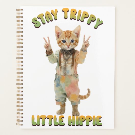 Orange Tabby Cat Boho Stay Trippy Little Hippie  プランナー手帳 (正面)