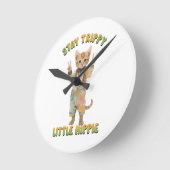 Orange Tabby Cat Boho Stay Trippy Little Hippie  ラウンド壁時計 (傾斜)