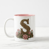 Orange Tabby Cat Monogram Mug ツートーンマグカップ (左)