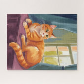 Orange Tabby Cat Watercolor Pet ジグソーパズル (横)
