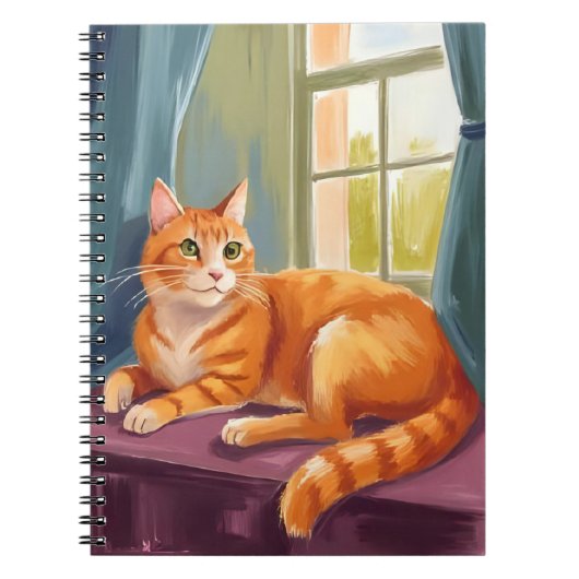 Orange Tabby Cat Watercolor Pet ノートブック (正面)