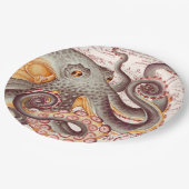 Orange Tangerine Octopus Tentacles Vintage Map ペーパープレート (アングル)
